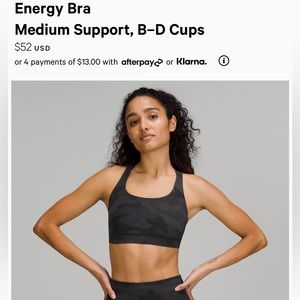 Lululemon energy bra size 6
